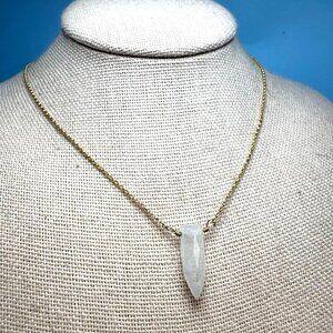 Gold Plated Smoky Grey Quartz Point Station Necklace 16-18" Adjustable